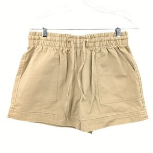 Forever 21 Khaki Cotton Pull On Utility Shorts Elastic Waist Large